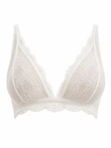 Biustonosz Clarise - elegancki biustonosz z białej koronki z wydłużoną miseczką. Idealny na poranek Panny Młodej