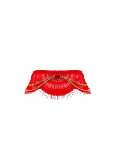 Choker Flame - czerwony, koronkowy choker na szyję od Pavlova.pl, idealny jako zmysłowy dodatek do bielizny.