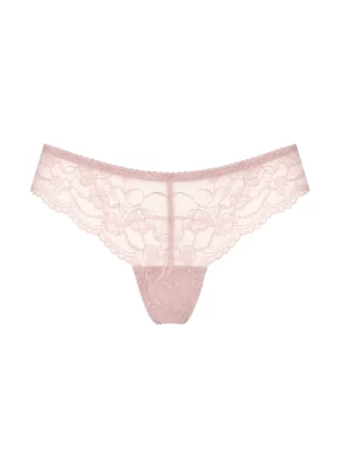 Koronkowe majtki Greta brazylijskie pudrowe podkreślające linię sylwetki
