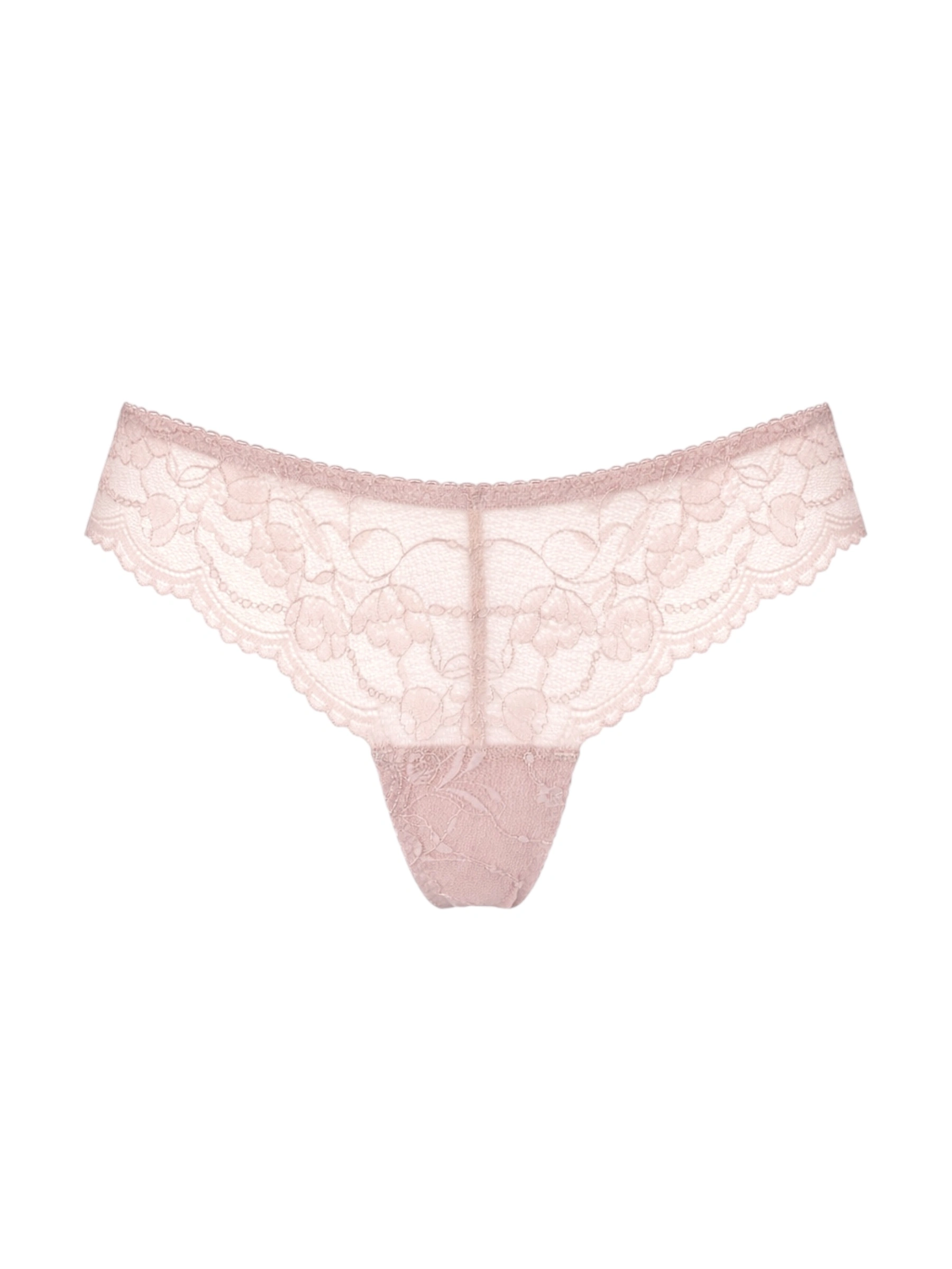 Koronkowe majtki Greta brazylijskie pudrowe podkreślające linię sylwetki