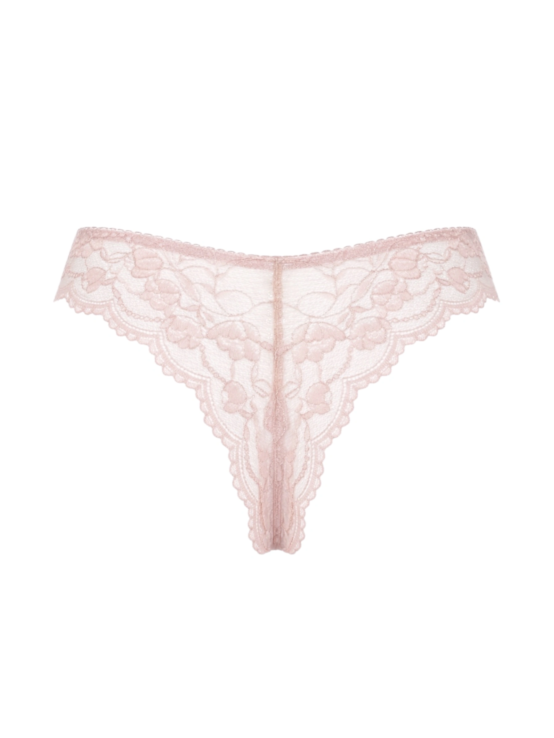 Koronkowe majtki Greta brazylijskie pudrowe podkreślające linię sylwetki